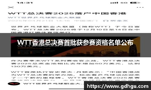 熊猫体育WTT香港总决赛首批获参赛资格名单公布